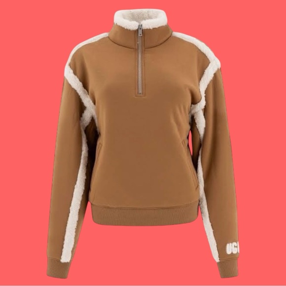 UGG-Lydi Bonded Fleece Half Zip-Chesnut - Picture 2 of 6